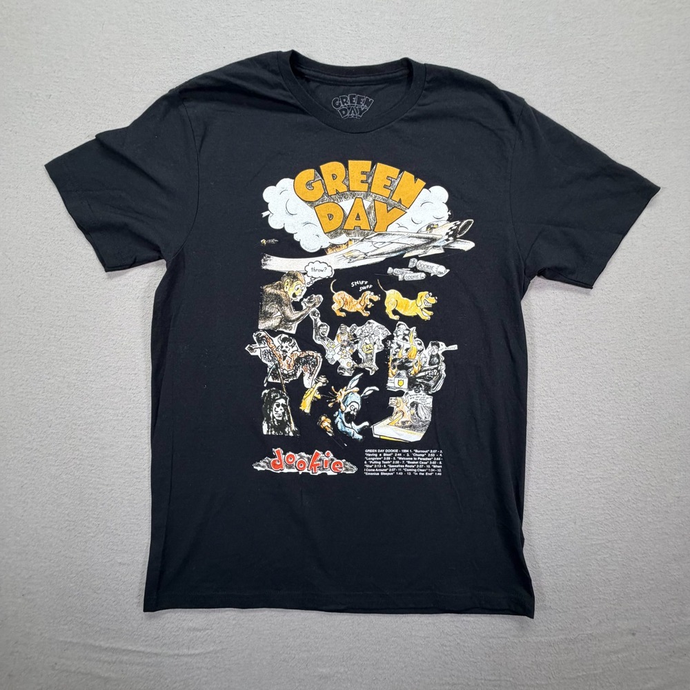 Green Day Mens T-Shirt Regular Fit Black Dookie Album Graphic Print Size M